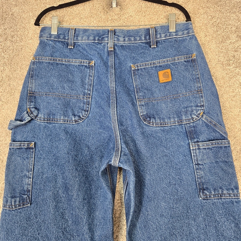 Carhartt B237 DST Mens 34x32 Carpenter Jeans Loose Fit Workwear Blue Cotton